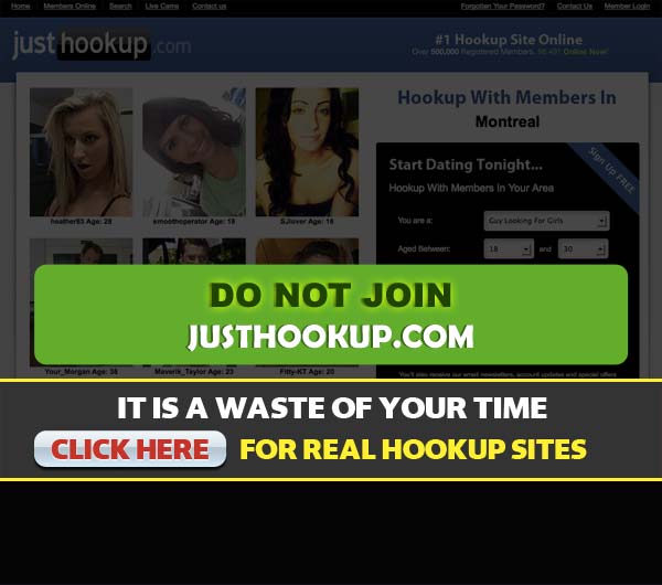 Screen Capture of the site JustHookup.com